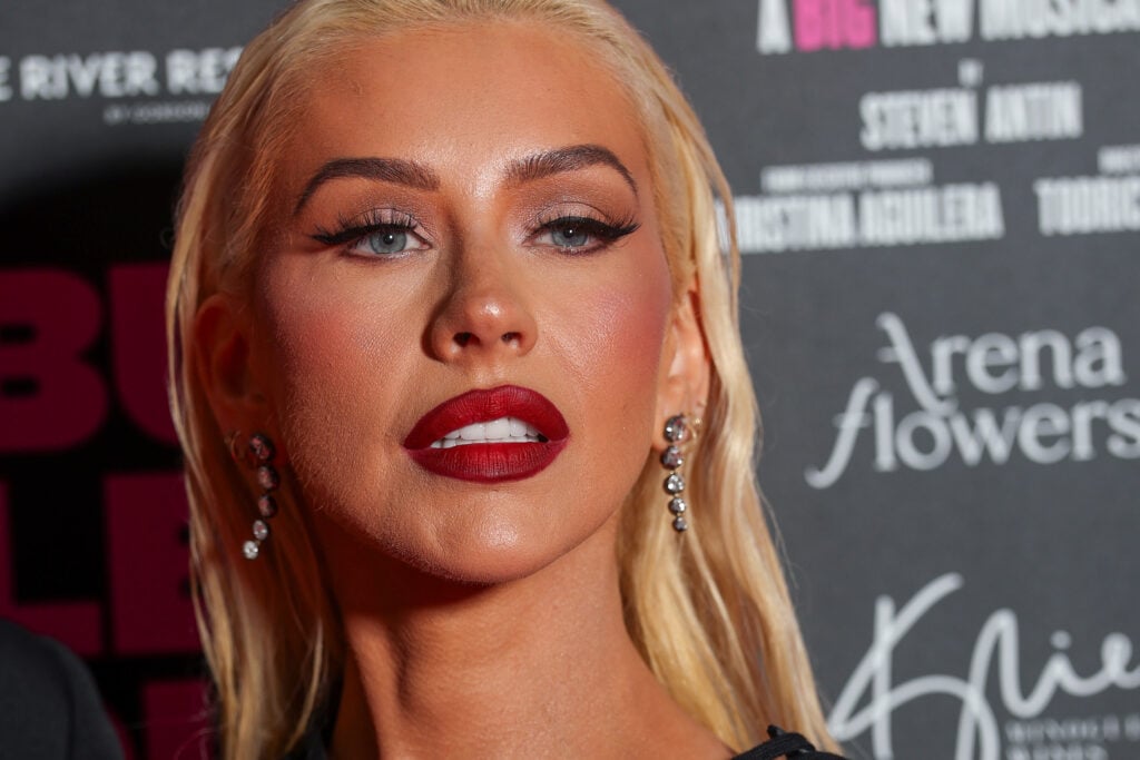Christina Aguilera attends the "Burlesque: The Musical" World Premiere at The Savoy Theatre on July 22, 2025 in London, England.