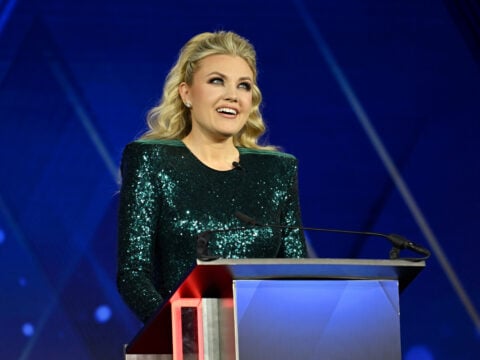 Erika Kirk accepts the inaugural Charlie Kirk Legacy Award onstage during the 2025 Fox Nation Patriot Awards at Tilles Center for the Performing Arts on November 06, 2025 in Greenvale, New York.