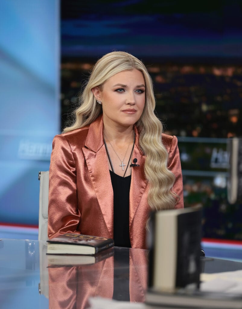 Erika Kirk discusses the newly released book "Stop, In The Name of God: Why Honoring The Sabbath Will Transform Your Life" on "Hannity" at Fox News Channel Studios on December 08, 2025 in New York City.