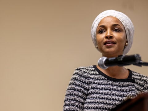 U.S. Rep. Ilhan Omar (D-MN) speaks during a town hall meeting at the Urban League Twin Cities facility on January 27, 2026 in Minneapolis, Minnesota.