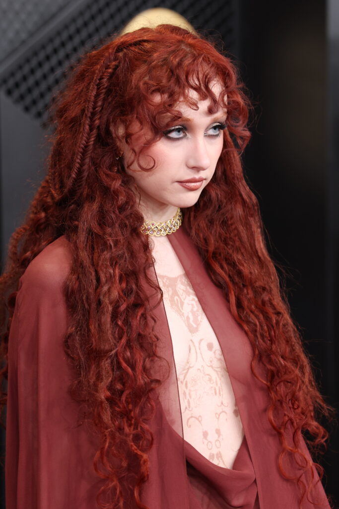 Chappell Roan in her custom gown and cape at the 2026 Grammys.