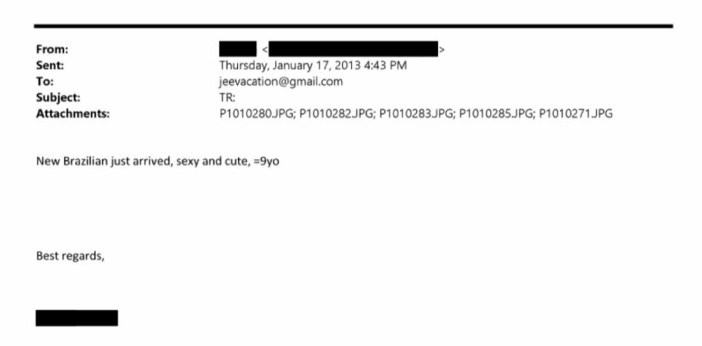 An Epstein email apparently referring to a 9-year-old girl, likely referring to a 19-year-old Brazilian girl instead.