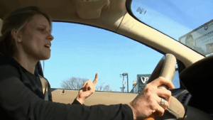 Nicole Curtis in a car