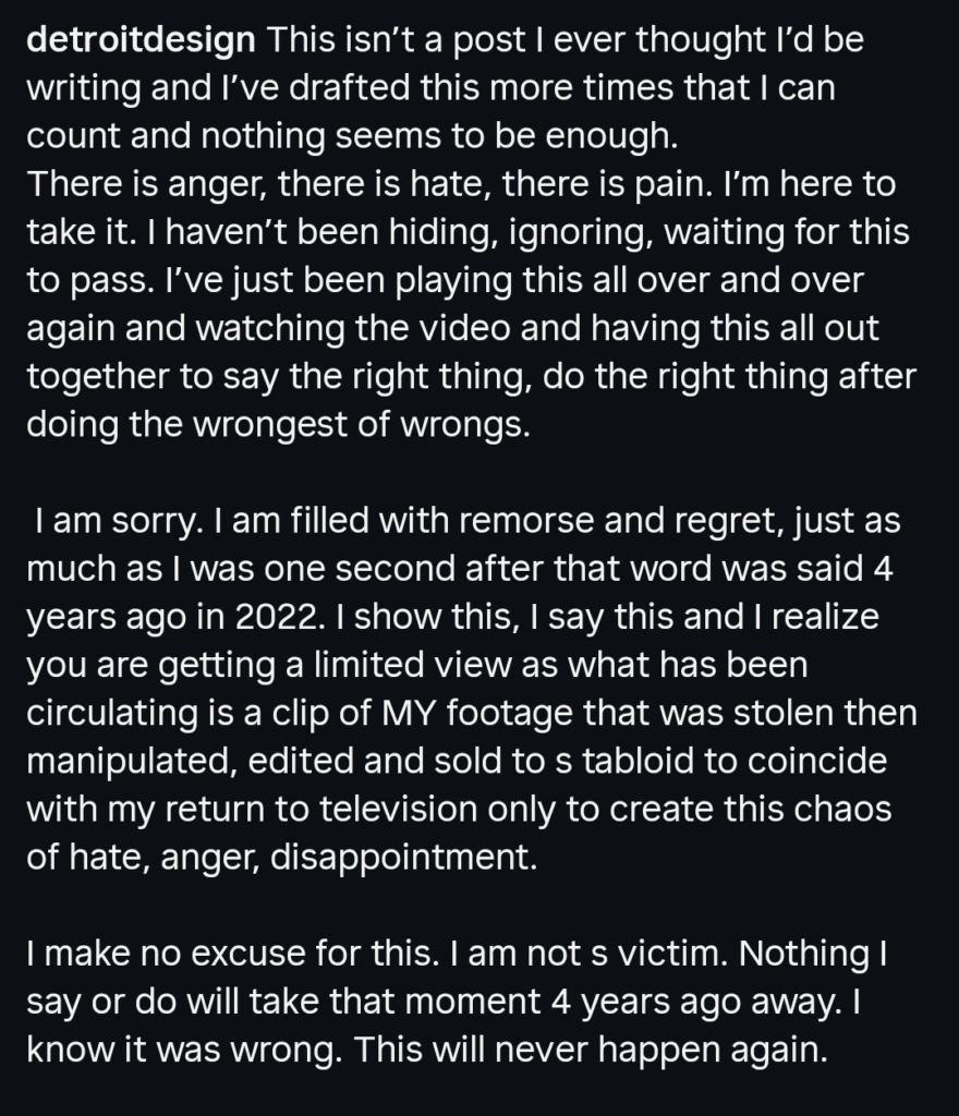 Captura de pantalla larga en modo oscuro del título de Instagram de Nicole Curtis, parte 1 de 2.