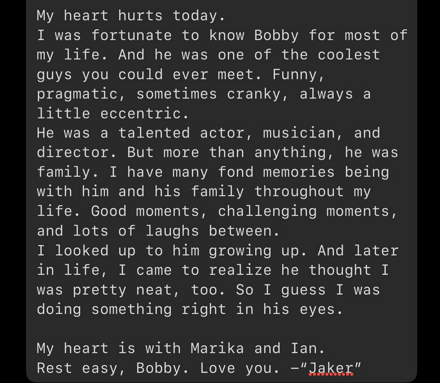 A screenshot of a text post.