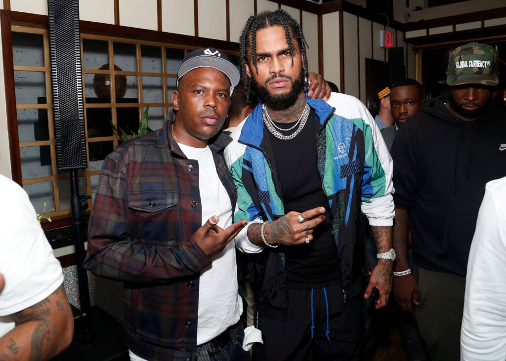 Oliver "Power" Grant and Dave East attends Hulu's "Wu-Tang: An American Saga" Premiere and Reception at Mission Chinese on September 04, 2019 in New York City. 