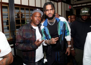 Oliver "Power" Grant and Dave East attends Hulu's "Wu-Tang: An American Saga" Premiere and Reception at Mission Chinese on September 04, 2019 in New York City.