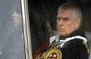 Britain's Prince Andrew, Duke of York leaves Westminster Abbey following the coronation ceremony of King Charles III and Queen Camilla on May 6, 2023 in London, England.