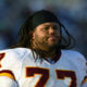 Lineman Tre Johnson #77 of the Washington Redskins on the sidelines during a game against the Jacksonville Jaguars on November 10, 2002 at Alltel Stadium in Jacksonville, Florida.