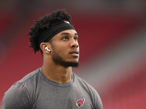 Wide receiver Rondale Moore #4 of the Arizona Cardinals warms up before the NFL game against the Los Angeles Rams at State Farm Stadium on November 26, 2023 in Glendale, Arizona.