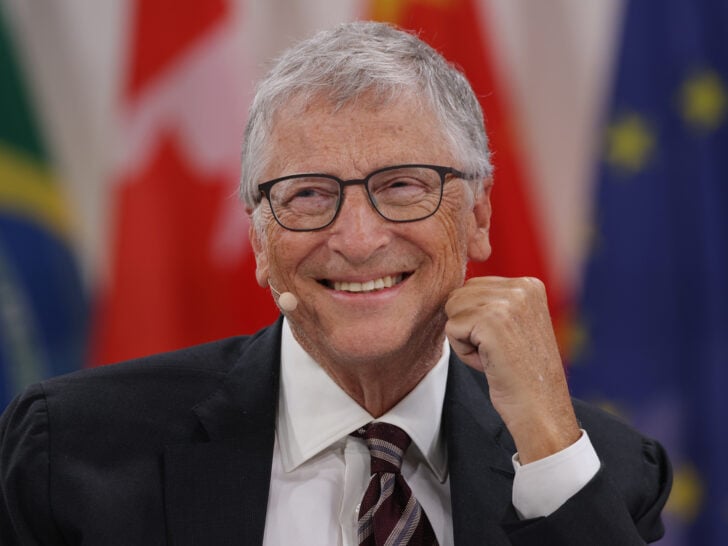 Philanthropist and former Microsoft CEO Bill Gates speaks in a panel discussion at the Global Solutions Summit on May 07, 2024 in Berlin, Germany.