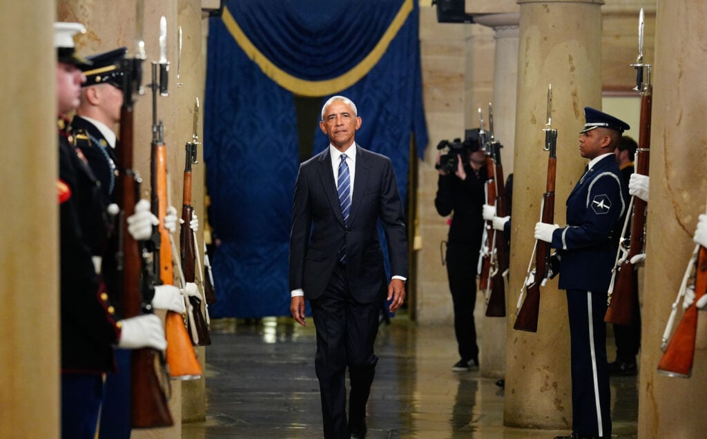 Former U.S. President Barack Obama arrives prior to the inauguration of President-elect Donald Trump at the United States Capitol on January 20, 2025 in Washington, DC. Donald Trump takes office for his second term as the 47th President of the United States. 