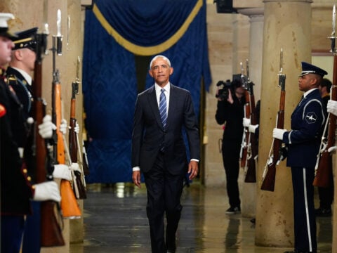Former U.S. President Barack Obama arrives prior to the inauguration of President-elect Donald Trump at the United States Capitol on January 20, 2025 in Washington, DC. Donald Trump takes office for his second term as the 47th President of the United States.