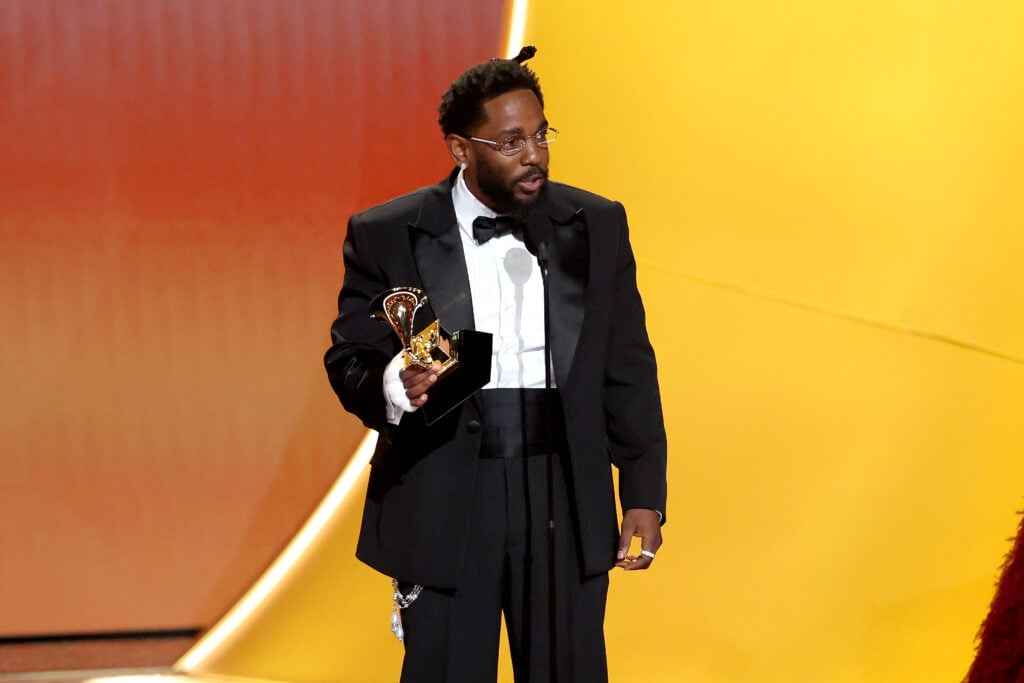 Kendrick Lamar accepts the Best Rap Album award for "GNX" onstage during the 68th GRAMMY Awards at Crypto.com Arena on February 01, 2026 in Los Angeles, California.