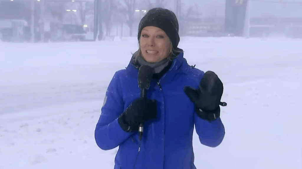 Dylan Dreyer in the snow.