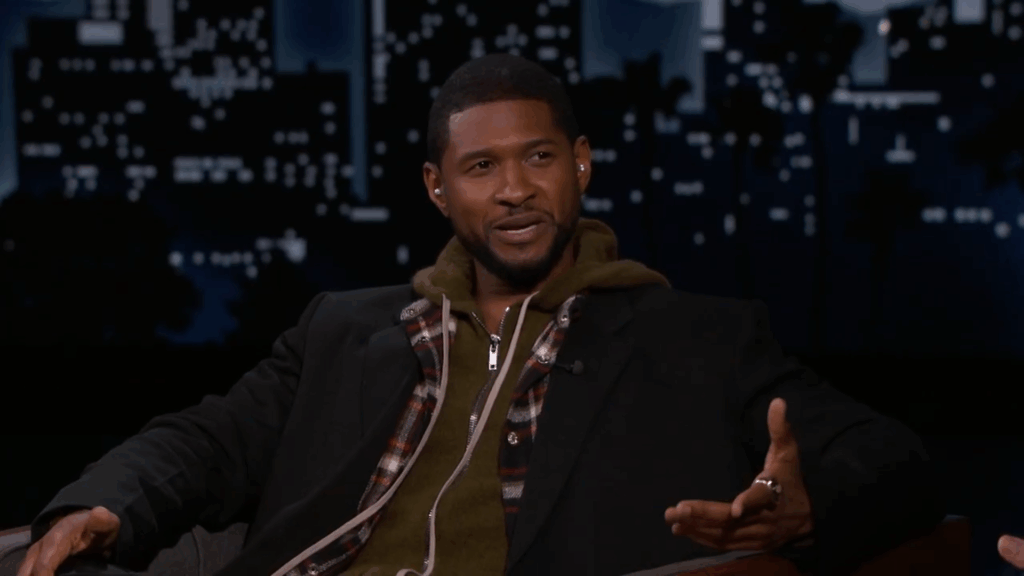 Usher speaks to Kimmel.