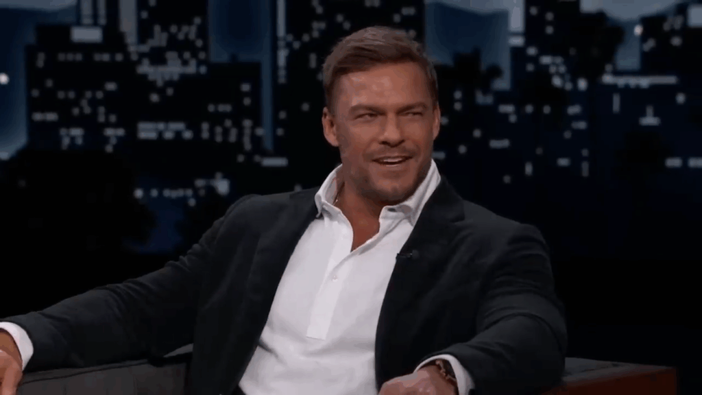 Alan Ritchson speaks to Kimmel.