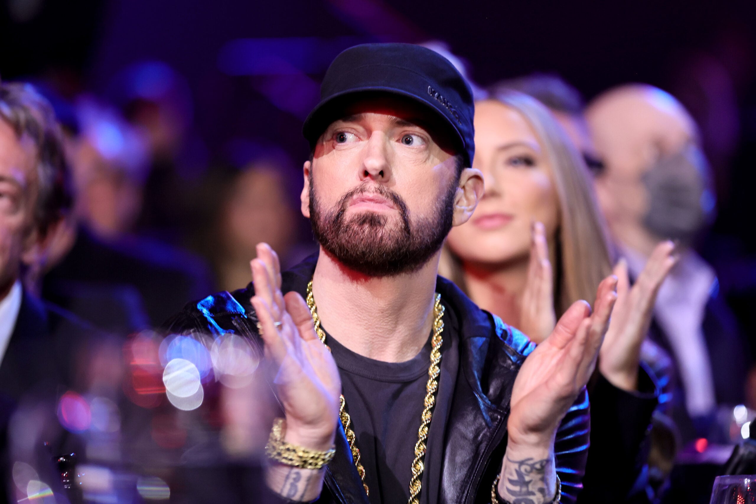 Inductee Eminem attends the 37th Annual Rock and Roll Hall of Fame Induction Ceremony at Microsoft Theater on November 05, 2022 in Los Angeles, California. 