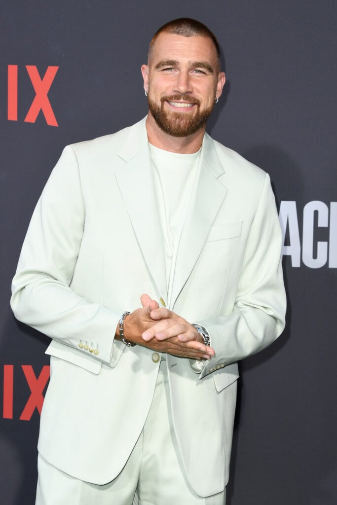 Travis Kelce attends the Los Angeles Premiere Of Netflix's "Quarterback" at TUDUM Theater on July 11, 2023 in Hollywood, California. 