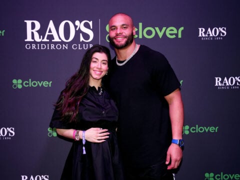 Sarah Jane Ramos and Dak Prescott attend Rao’s Restaurant and Fini’s Pizza 2025 Big Game Pop-Up powered by Clover on February 06, 2025 in New Orleans, Louisiana.