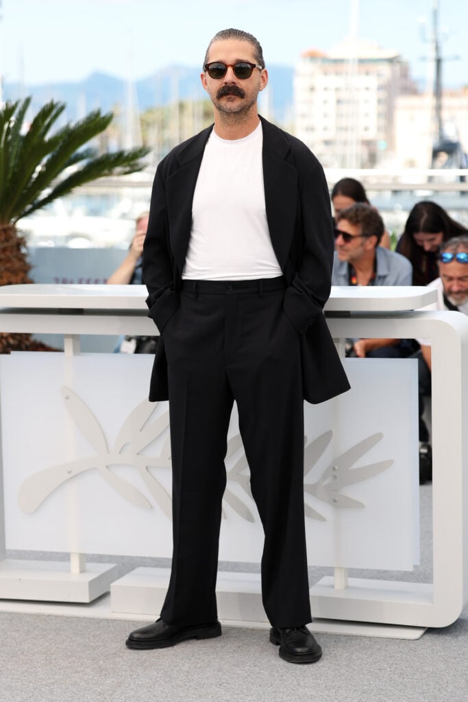 Shia LaBeouf poses during the "Slauson Rec" photocall at the 78th annual Cannes Film Festival at Palais des Festivals on May 18, 2025 in Cannes, France.