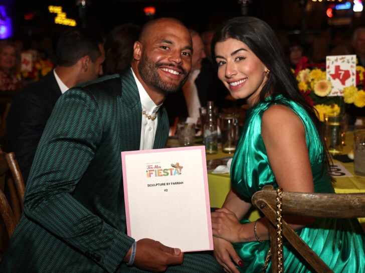 Dak Prescott and Sarah Jane Ramos attend the Farrah Fawcett Foundation 2025 Tex-Mex Fiesta at The Rustic on October 30, 2025 in Dallas, Texas.