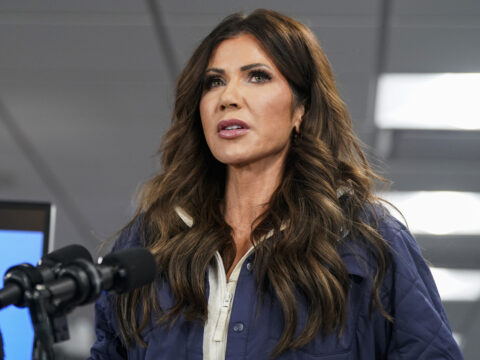 U.S. Secretary of Homeland Security Kristi Noem speaks during a news conference in the National Response Coordination Center at the Federal Emergency Management Agency (FEMA) headquarters on January 24, 2026 in Washington, DC.
