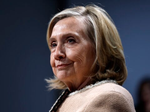 Hillary Clinton moderates the panel talk