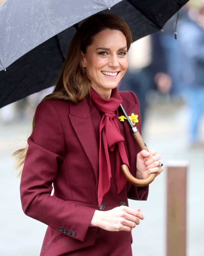 Catherine, Princess of Wales during a visit to the Oriel Davies on February 26, 2026 in Newtown, Wales. The Prince and Princes of Wales visited communities in Powys, Wales today ahead of St David's Day.