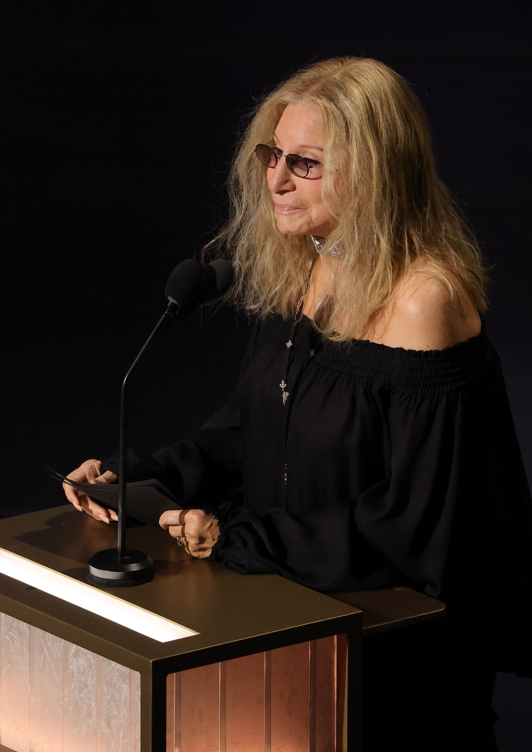Barbra Streisand speaks onstage during the 98th Oscars at Dolby Theatre on March 15, 2026 in Hollywood, California.