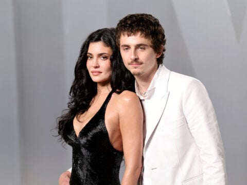 Kylie Jenner and Timothée Chalamet attend the 2026 Vanity Fair Oscar Party Hosted By Mark Guiducci at Los Angeles County Museum of Art on March 15, 2026 in Los Angeles, California.