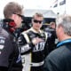 Chase Pistone, driver of the #9 NTS Motorsports Chevrolet, talks with his crew during practice for the NASCAR Camping World Series UNOH 225 at Kentucky Speedway on June 26, 2014 in Sparta, Kentucky.