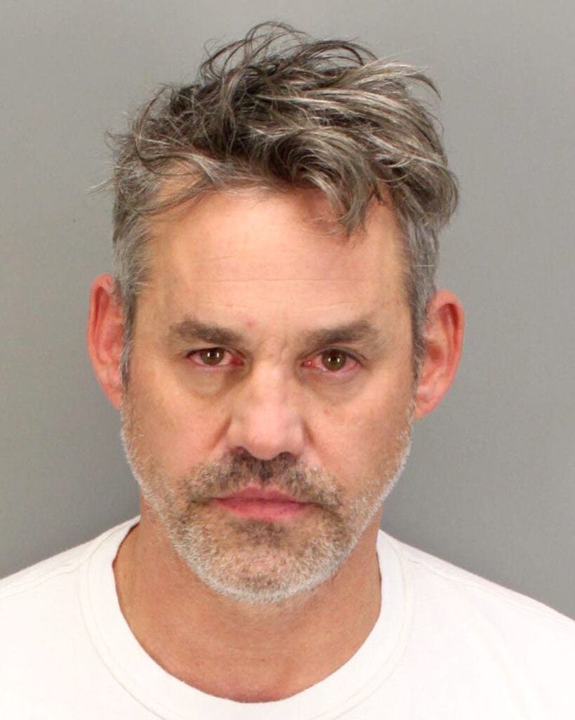Nicholas Brendon poses for his mugshot after being arrested on domestic violence charges on October 11, 2017 in Palm Springs, California. 