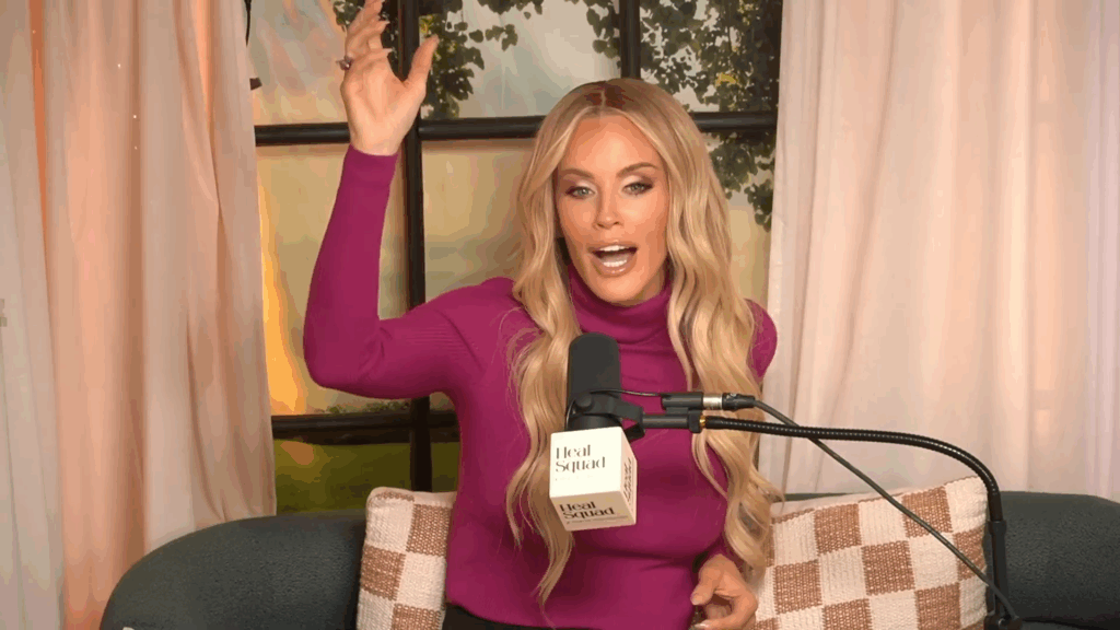 Jenny McCarthy gestures while speaking.