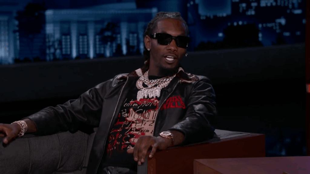 Offset on Jimmy Kimmel, seated.