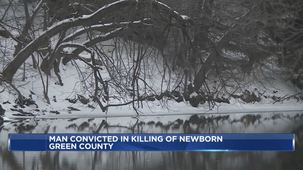 A still from news footage of the cold snow where baby Harper was killed.