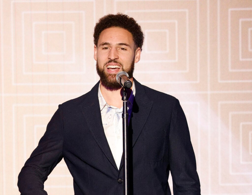 Klay Thompson in December 2022 before he fumbled Megan Thee Stallion.