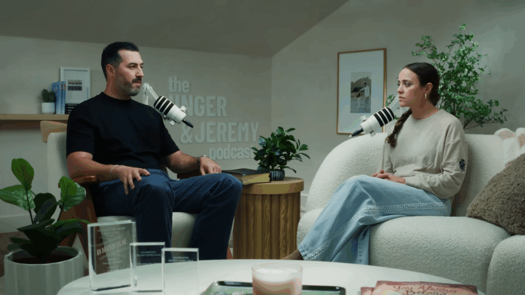 Jeremy Vuolo and Jinger Duggar on their podcast on April 22, 2026.