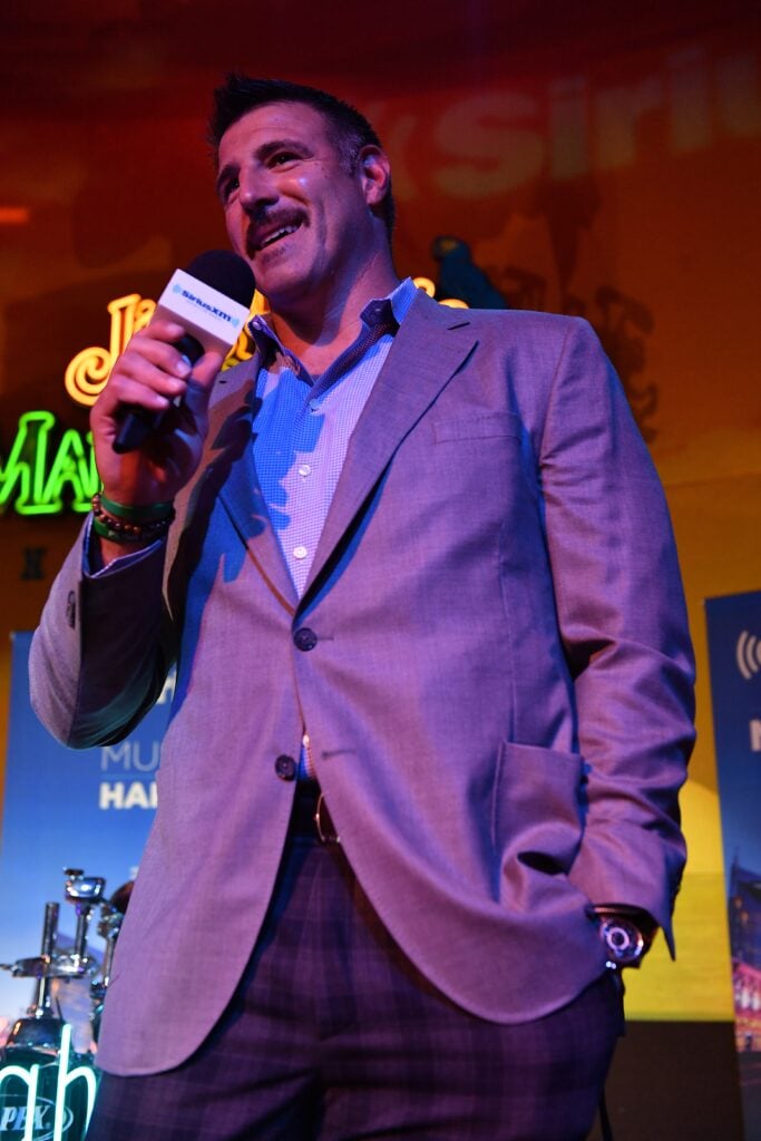 Tennessee Titan's Head Coach Mile Vrabel speaks on stage to the crowd during SiriusXM Hosts Draft Week Party At Margaritaville Featuring The Highway's "Music Row Happy Hour" And SiriusXM NFL Radio's "Movin' The Chains" on April 24, 2019 in Nashville, Tennessee.