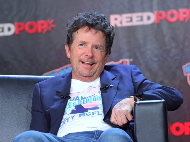 Michael J. Fox speaks during a 