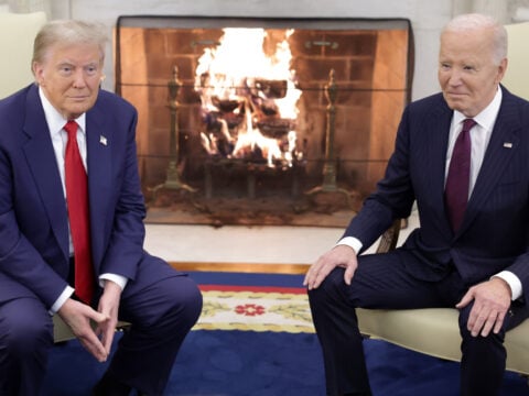 U.S. President Joe Biden meets with U.S. President-elect Donald Trump in the Oval Office of the White House on November 13, 2024 in Washington, DC.