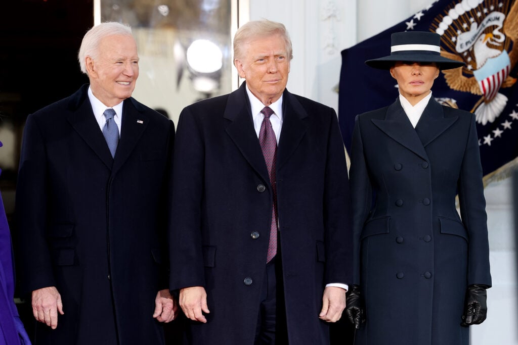 U.S. President Joe Biden welcomes U.S. President-elect Donald Trump and Melania Trump to the White House ahead of his inauguration on January 20, 2025 in Washington, DC. Donald Trump takes office for his second term as the 47th president of the United States. 