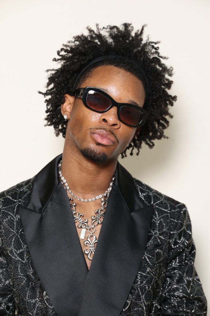 PARIS, FRANCE - JUNE 26: (EDITORIAL USE ONLY - For Non-Editorial d4vd attends the Amiri Menswear Spring/Summer 2026 show as part of Paris Fashion Week on June 26, 2025 in Paris, France. 