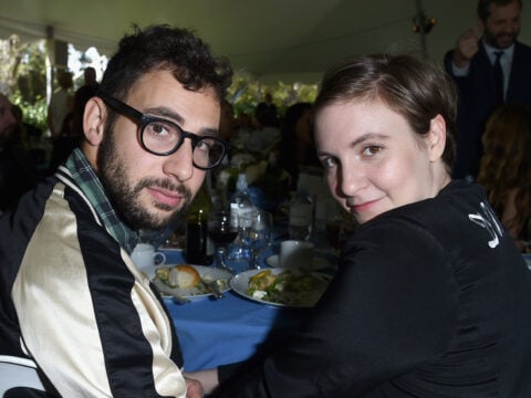 Musician Jack Antonoff and actress/writer Lena Dunham attend The Rape Foundation's annual brunch at Greenacres, The Private Estate of Ron Burkle on October 4, 2015 in Beverly Hills, California.