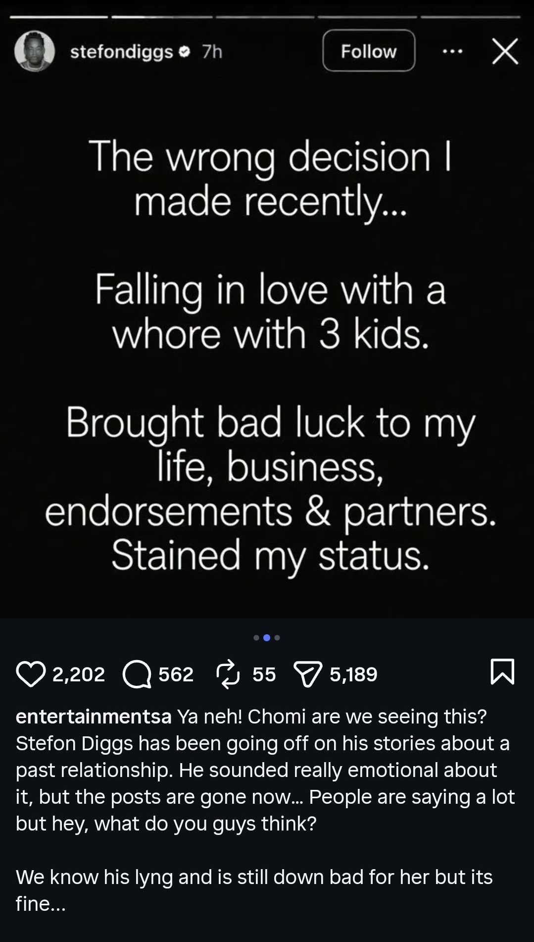 Fake screenshot of Instagram story