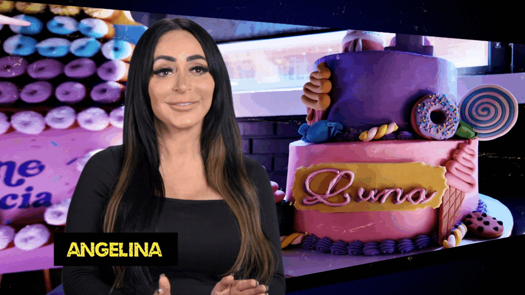 Angelina Pivarnick speaks to the camera on Jersey Shore Family Vacation.