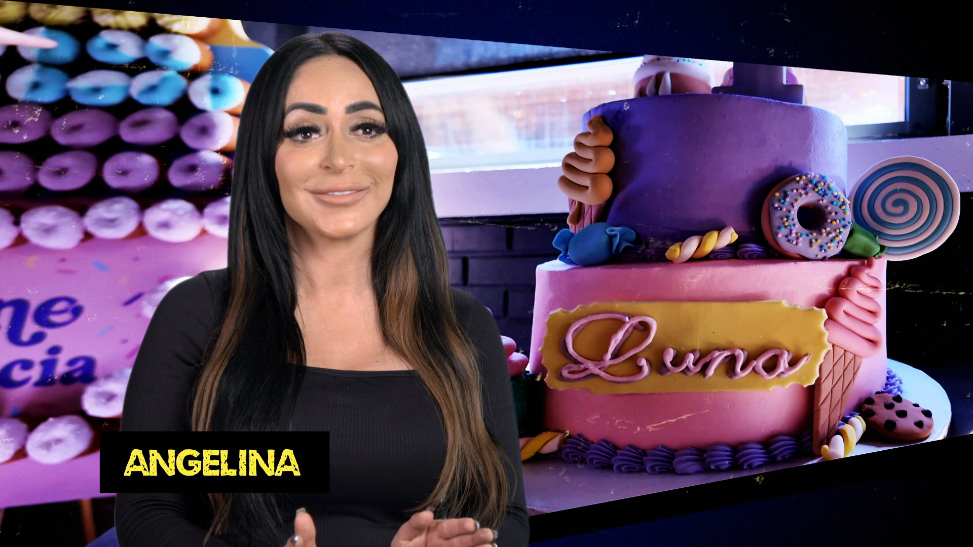 Angelina Pivarnick speaks to the camera on Jersey Shore Family Vacation.
