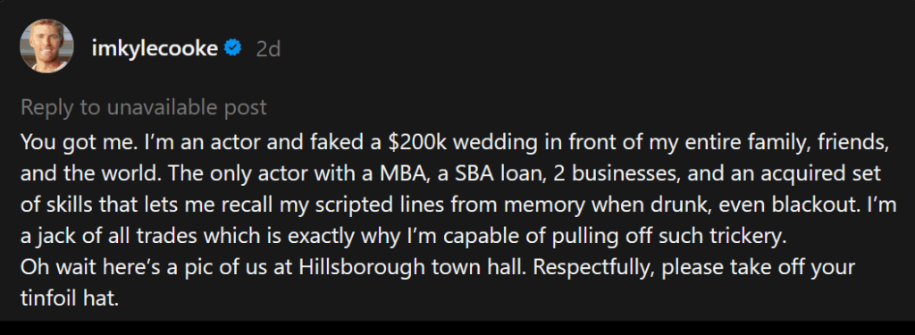 A dark mode threads screenshot of Kyle Cooke's words.
