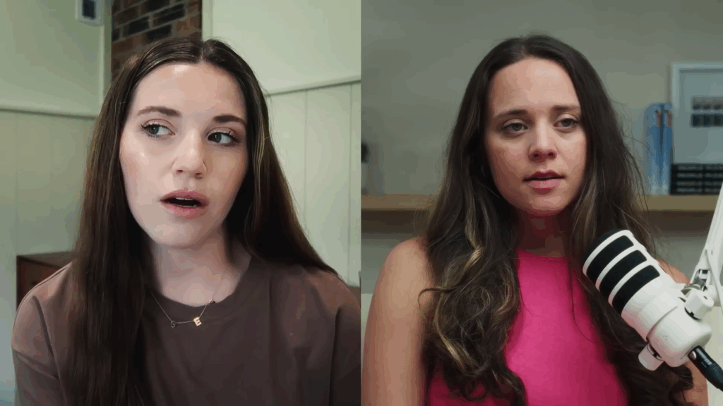 Joy-Anna Duggar and Jinger Duggar on the latter's podcast in late May 2026.
