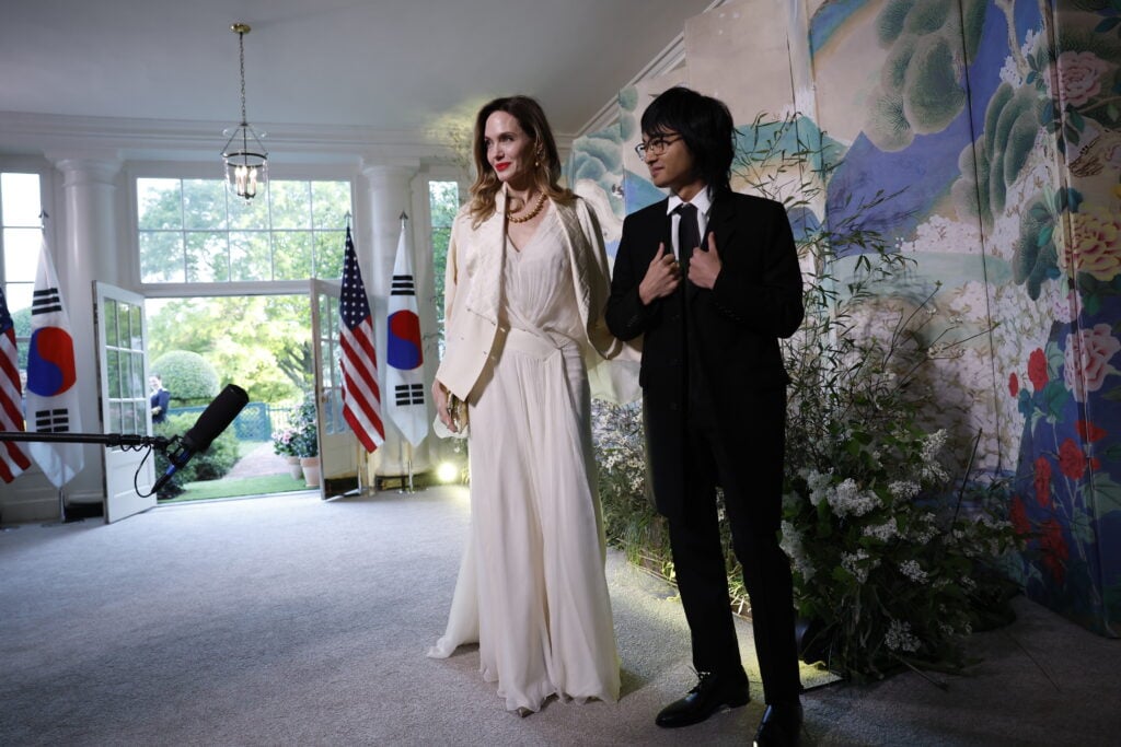Angelina Jolie and Maddox Jolie in April 2023.
